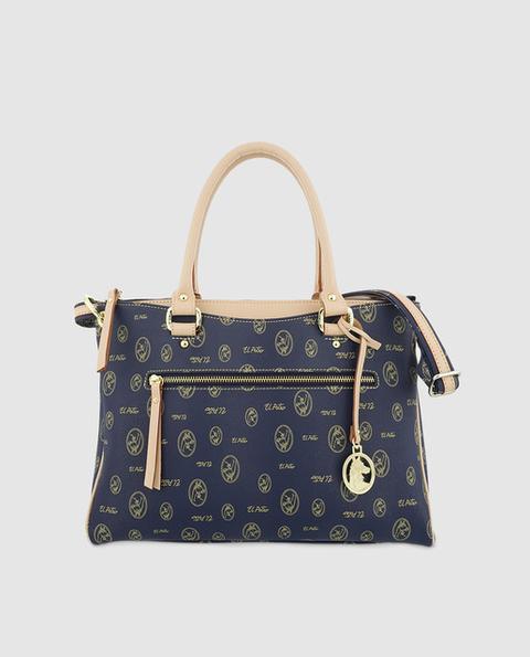 El Potro - Bolso De Mano De Canvas Con Estampado De Logos Azul from El  Corte Ingles on 21 Buttons