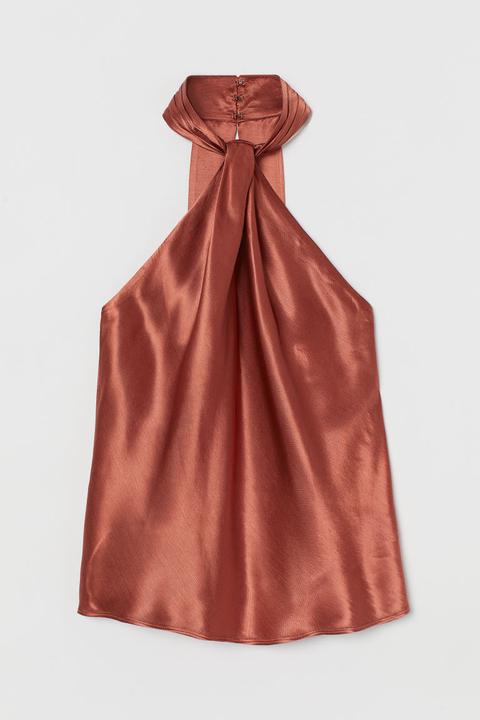 Top Halter De Satén - Naranja