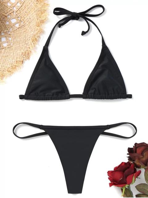 Bralette Bikini Sujetador Con Tanga Inferior White Black