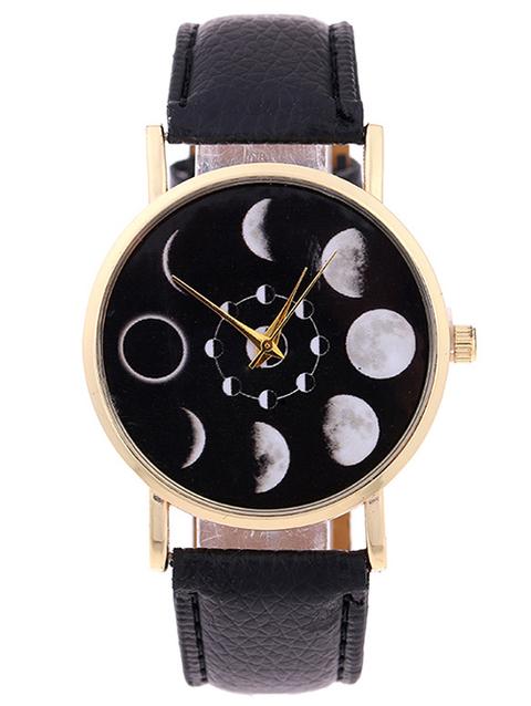 Lunar Eclipse Faux Leather Quartz Watch