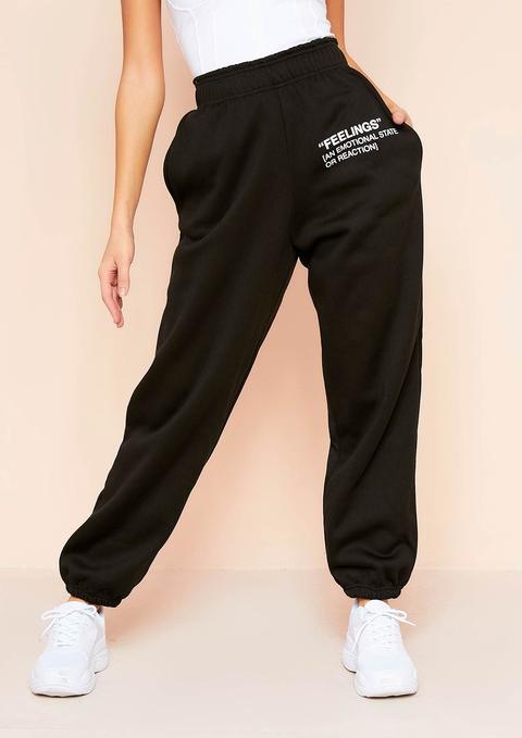 Syra Black Feelings Slogan Joggers