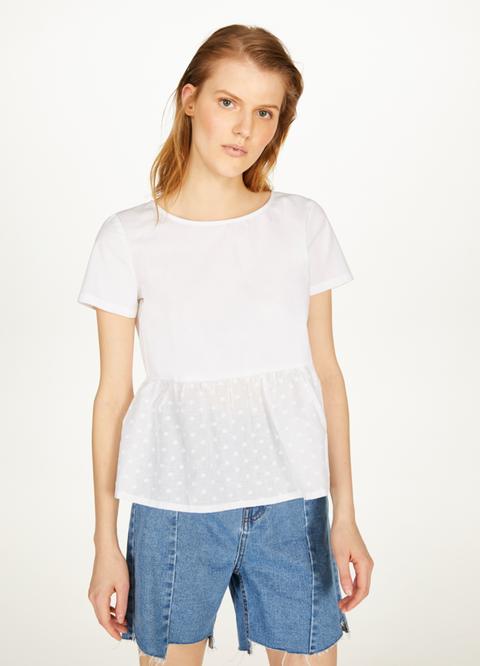 Blusa Cotone Maniche Corte A Pois