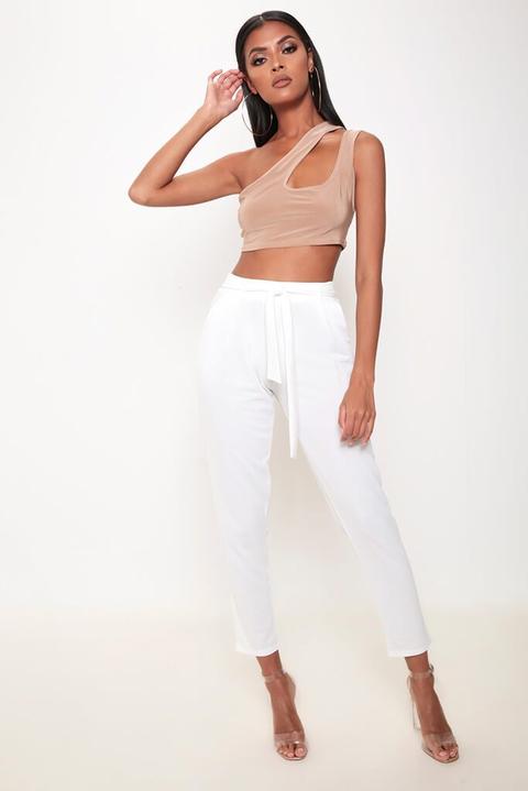 Ivory Tie Waist Cigarette Trousers