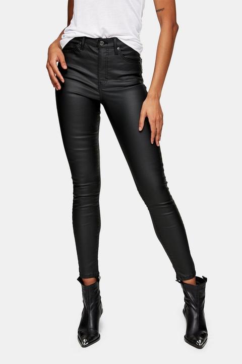 Black Coated Leather Look Jamie Skinny Stretch Jeans