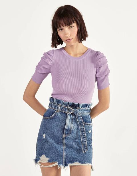 Falda Denim Con Cinturón