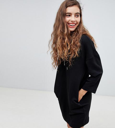 Vestido De Punto Con Capucha En Negro De Monki