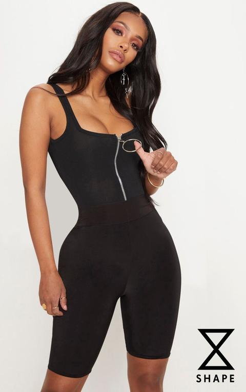 Shape Black Slinky Ring Pull Low Back Bodysuit