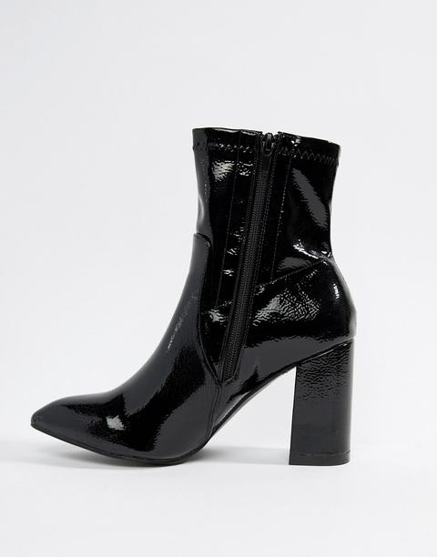 Public Desire Raya Black Patent Sock Boots