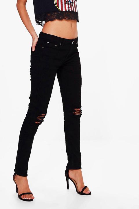 Tall Haddie Ripped Knee Black Skinny Jean