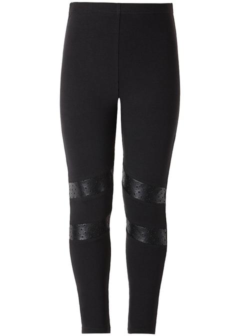 Leggings Cotone Inserti Pelle