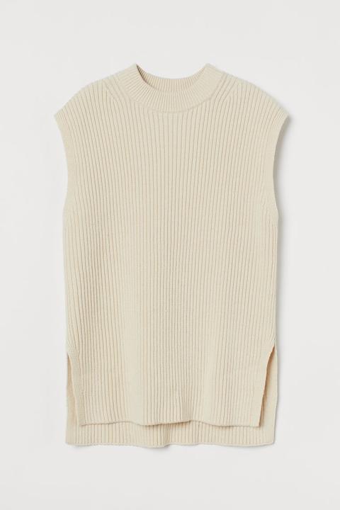 Oversized Sweater Vest - Beige