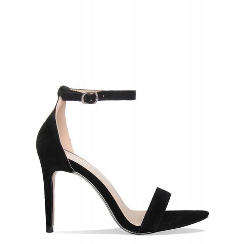 black suede barely there heels