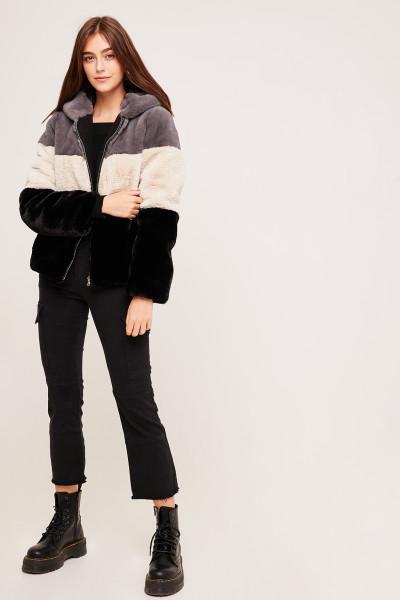 Hooded Faux Fur Jacket