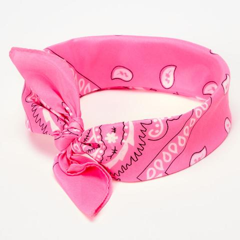 Claire's Paisley Bandana Headwrap - Neon Pink Bracelet