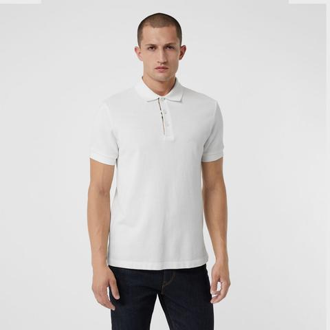 burberry check placket cotton polo shirt