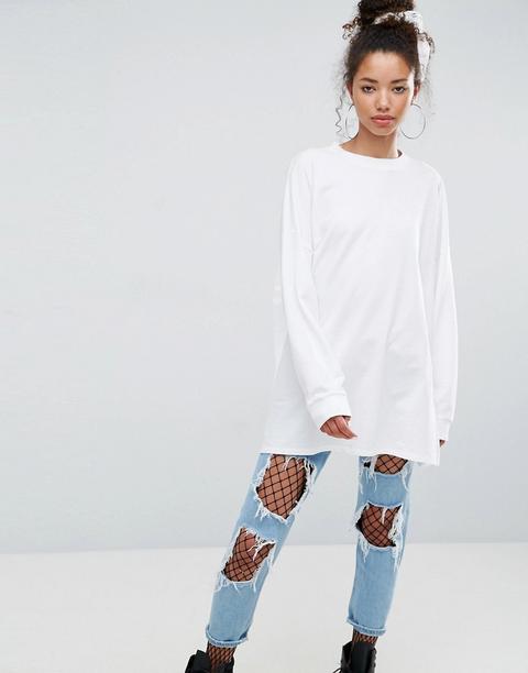 Asos - Felpa Leggera Super Oversize - Bianco