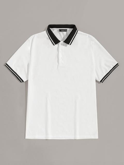 Camicia Polo Con Polsino E Collo A Contrasto Da Uomo