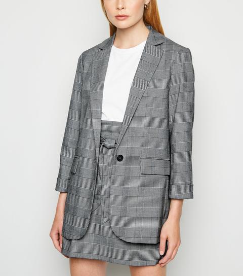 Light Grey Prince Of Wales Check Blazer New Look