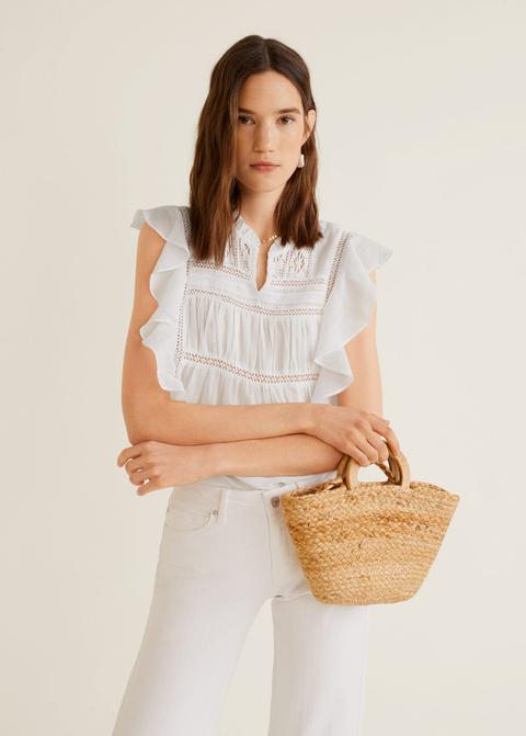 blusa manga volante