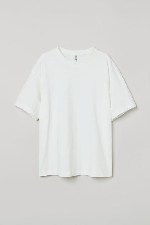 Camiseta Amplia De Algodón - Blanco