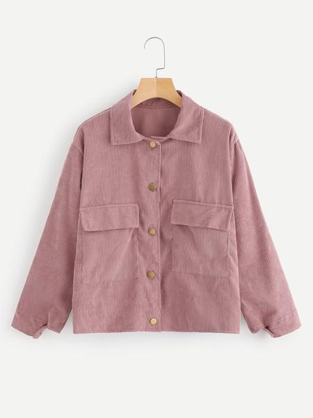 Cazadoras Botón Liso Rosa Casual