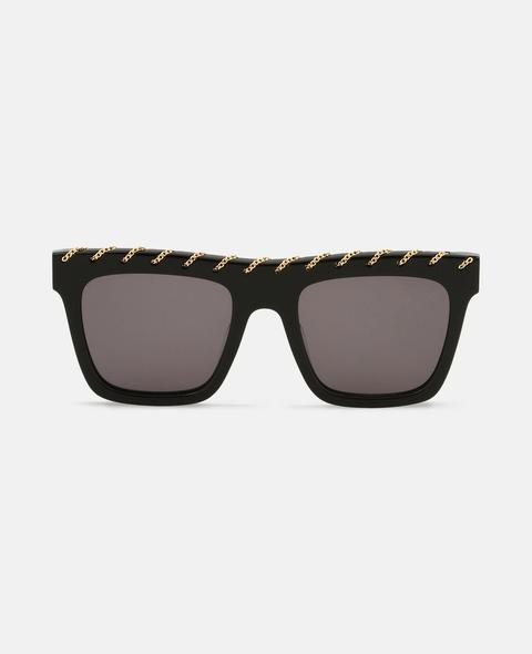 Black Square Falabella Chain Sunglasses