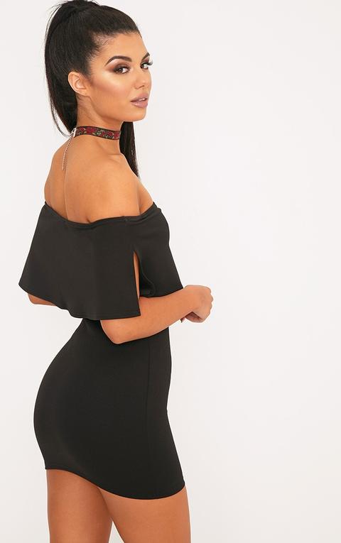 Carley Black Frill Bodycon Dress