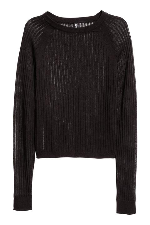 H & M - Jersey En Punto De Canalé - Negro