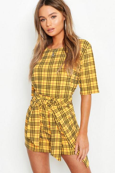 Check Button Detail Wrap Skirt Co-ord