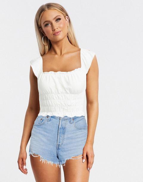 Miss Selfridge Shirred Cami Top In White