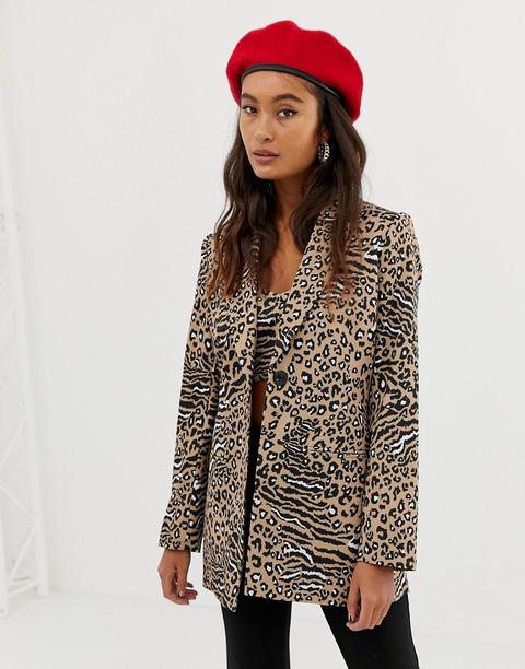 Sacred Hawk Blazer In Leopard Print Co-ord