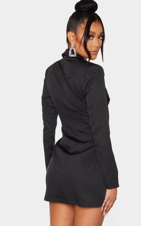 Black Wrap Detail Blazer Dress