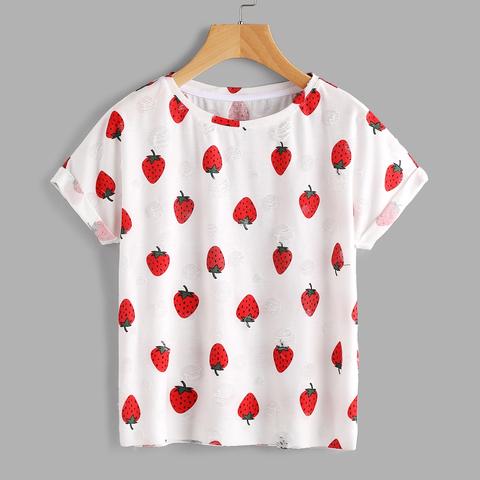 T-shirt Con Stampa Di Fragola