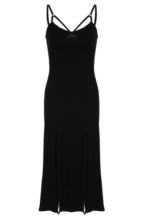 Slimming Spaghetti Straps Black Dress