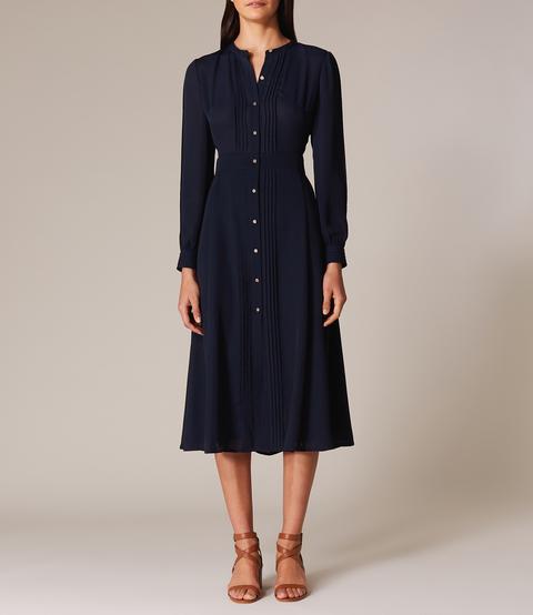 karen millen pleated midi shirt dress