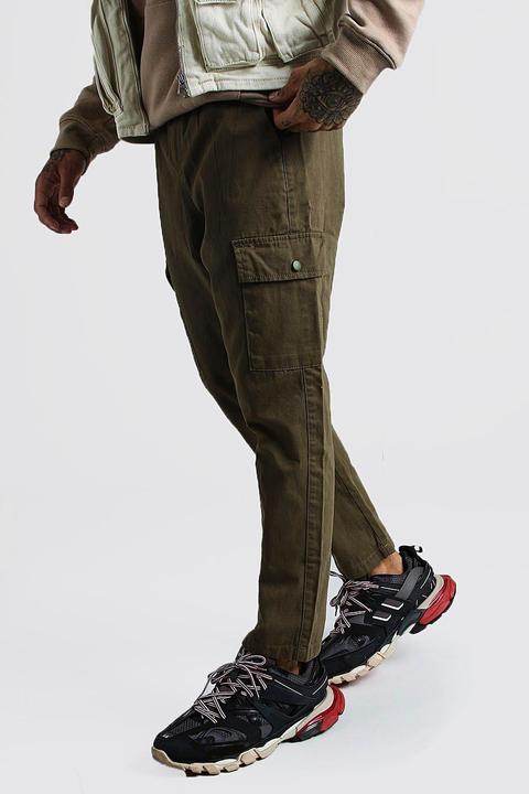 Twill Cargo Trousers Homme - Khaki - L, Khaki