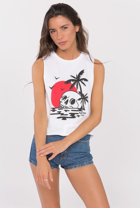 Camiseta Sin Mangas Calavera Palmera