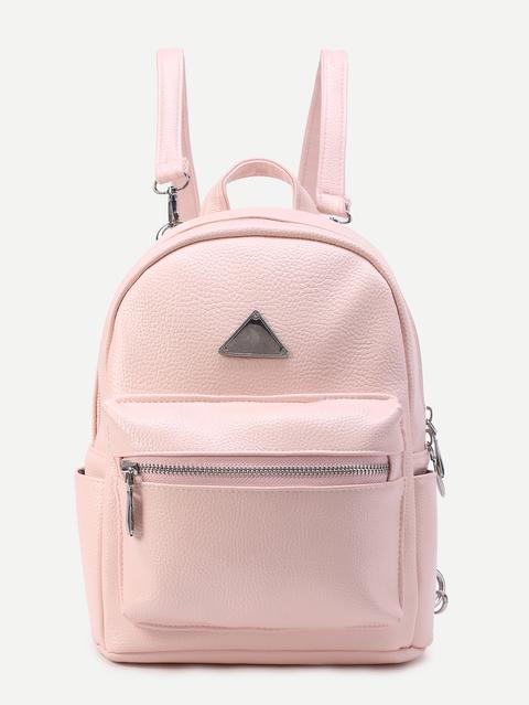 Triangle Detail Pu Backpack With Detachable Strap