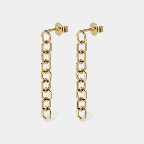 Essentielle Gold Open Hexagons Chain Earrings