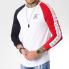 Final Club - Tee Shirt Manches Longues Tricolore Raglan Avec Bandes Et Broderie 161 Bleu Blanc Rouge