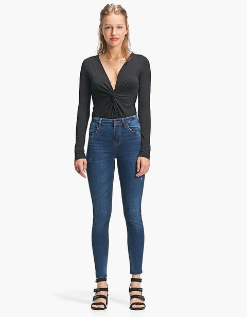 Pantaloni Denim High Waist Lavato Scuro