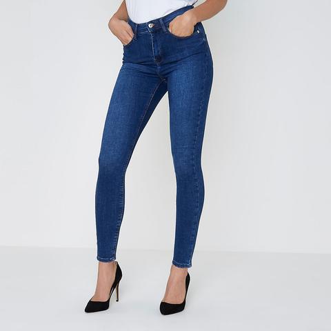 Mid Blue Harper High Waisted Skinny Jeans