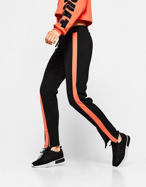 Pantaloni Jogger Sport Con Fascia Laterale