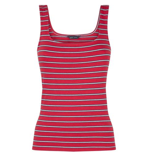 Red Stripe Square Neck Vest New Look