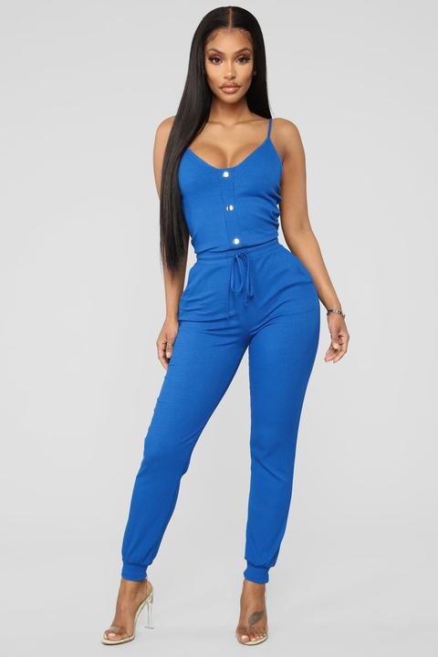 I'm Into Convenience Jogger Jumpsuit - Royal