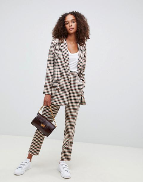 Asos Design Tailored Heritage Check Slim Trousers-multi