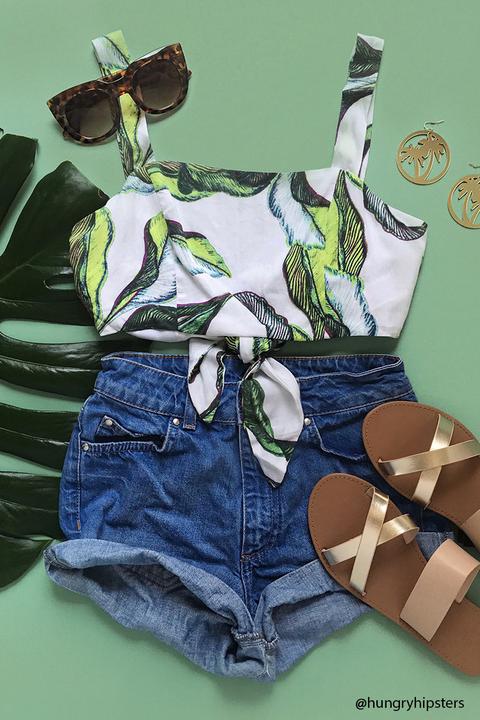 Tropical Leaf Crop Top