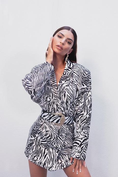 Womens Zebra Tailored Blazer Dress