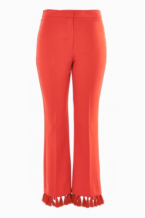 Tassel Hem Kick Flare Trousers