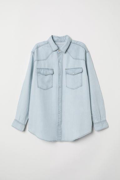 H & M - Camisa Vaquera Oversize - Azul